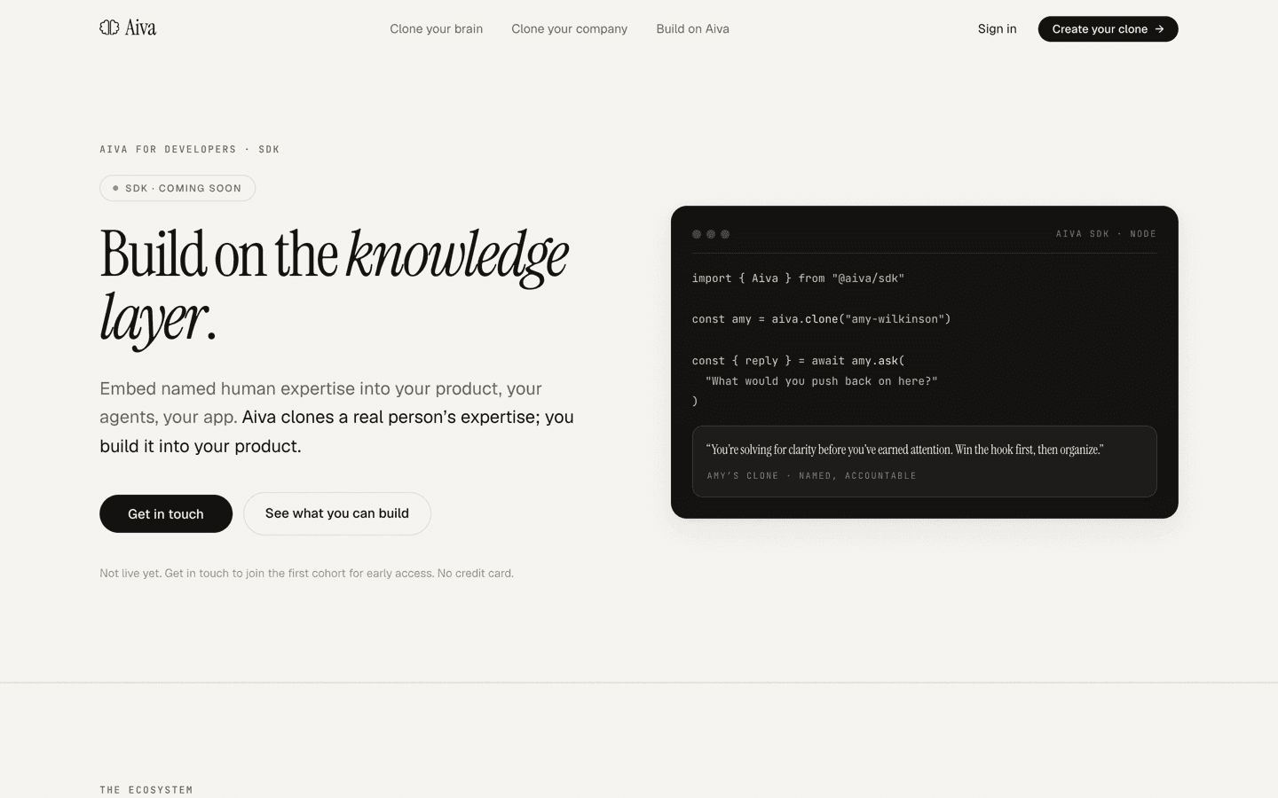 Aiva carries a named expert's knowledge: their clone giving accountable, expert input inside an agent workflow